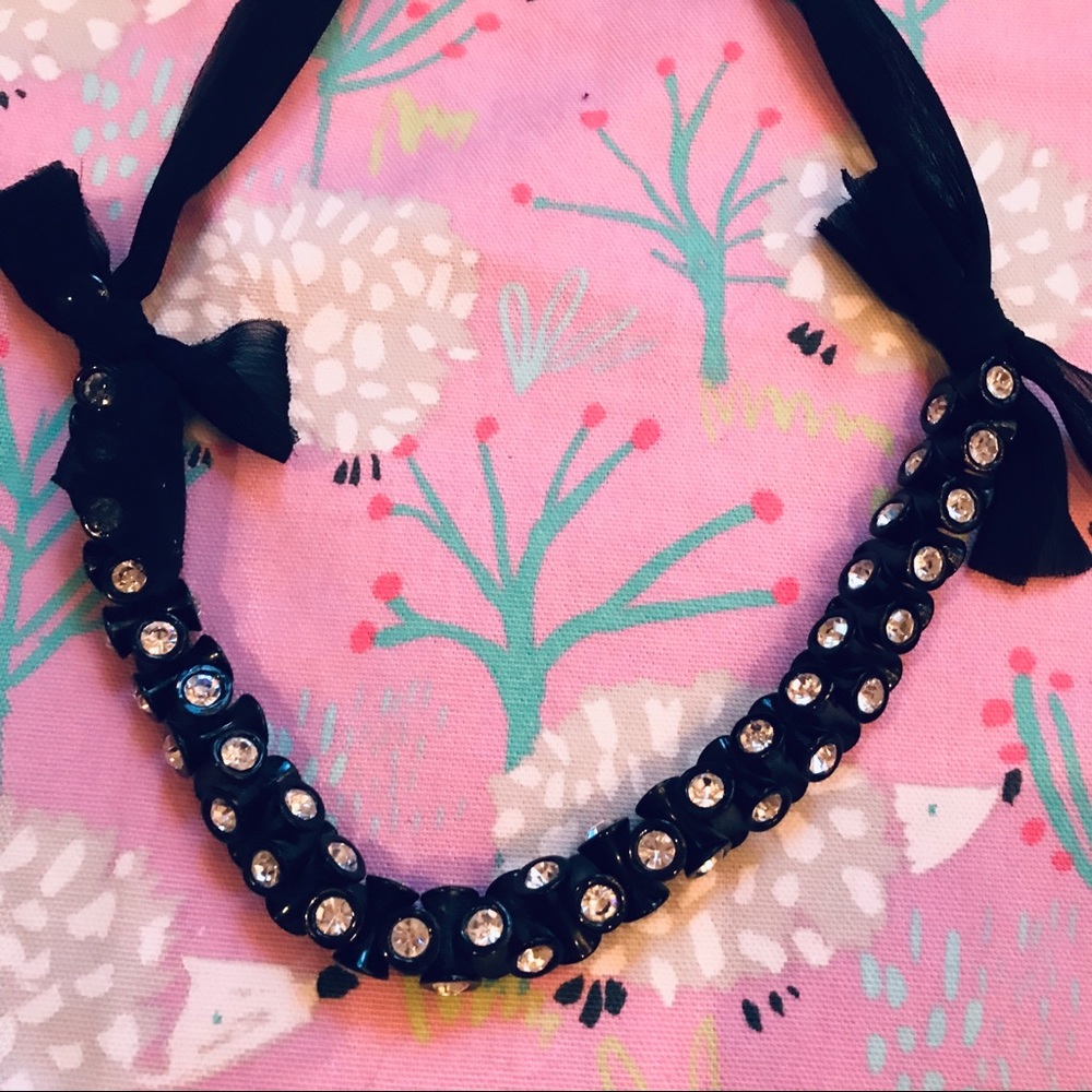 Anthropologie Black/Rhinestone Statement Necklace - Picture 2 of 2